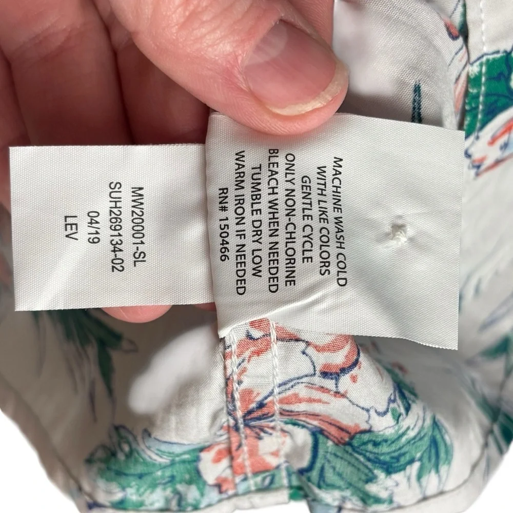 EUC Bixby Nomad Men's Slim fit Floral Print Casual Shirt - White and Red Sz XL